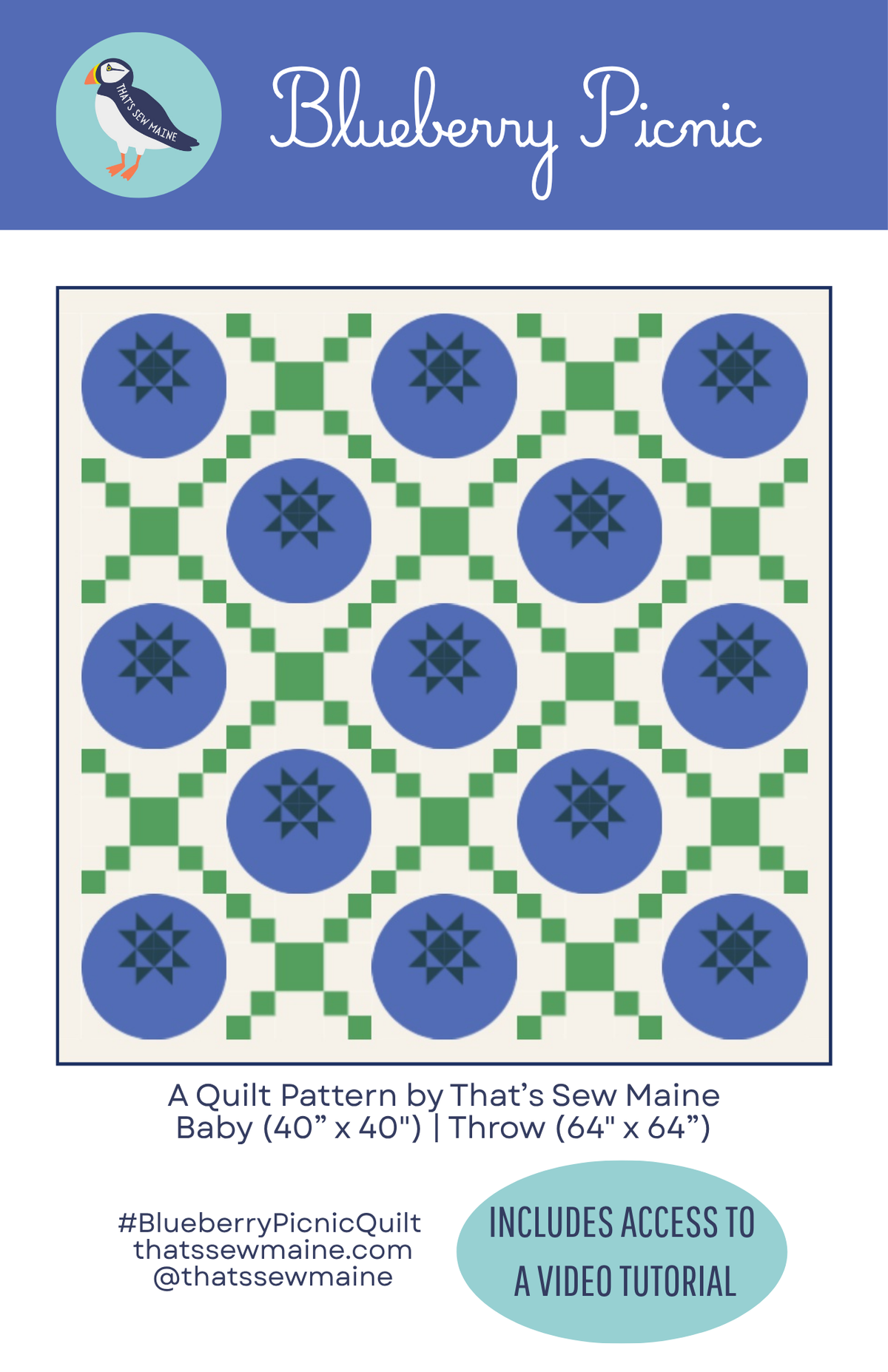 Blueberry Picnic Quilt Pattern - PDF